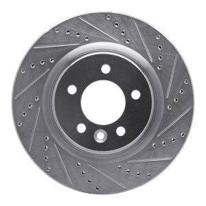 Land Rover Range Rover Sport Brake Rotor (1) - Front Right - R1 Concepts - Drilled & Slotted - Silver - `05-`09